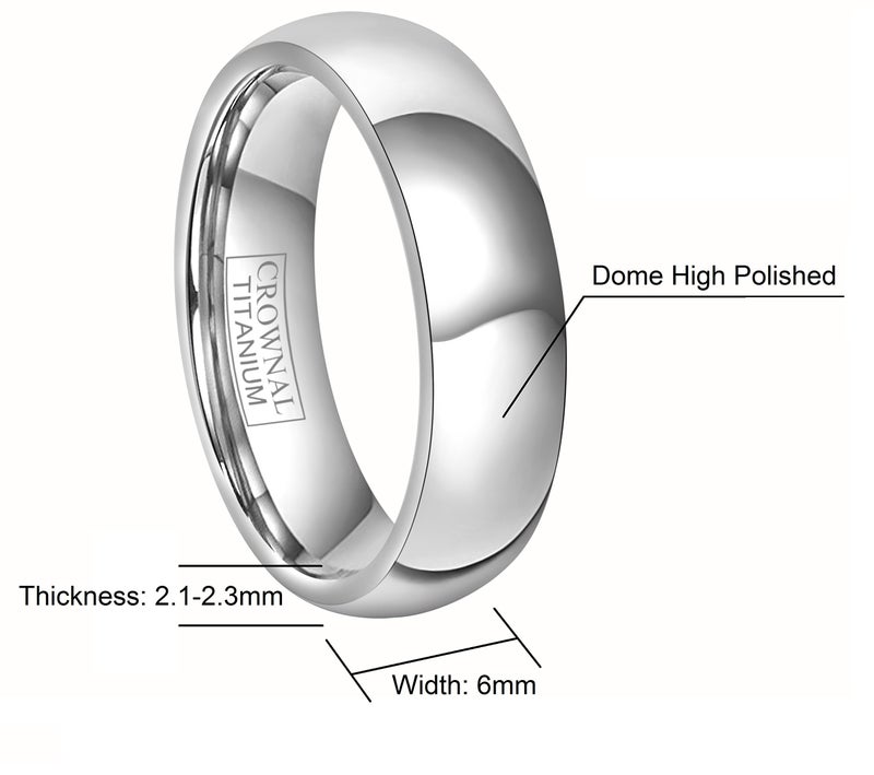 CROWNAL 4mm 6mm 8mm Titanium Wedding Couple Bands Rings Men Women Dome Polished Engraved I Love You Comfort Fit Size 4 To 16 (6mm,7) - Image 3